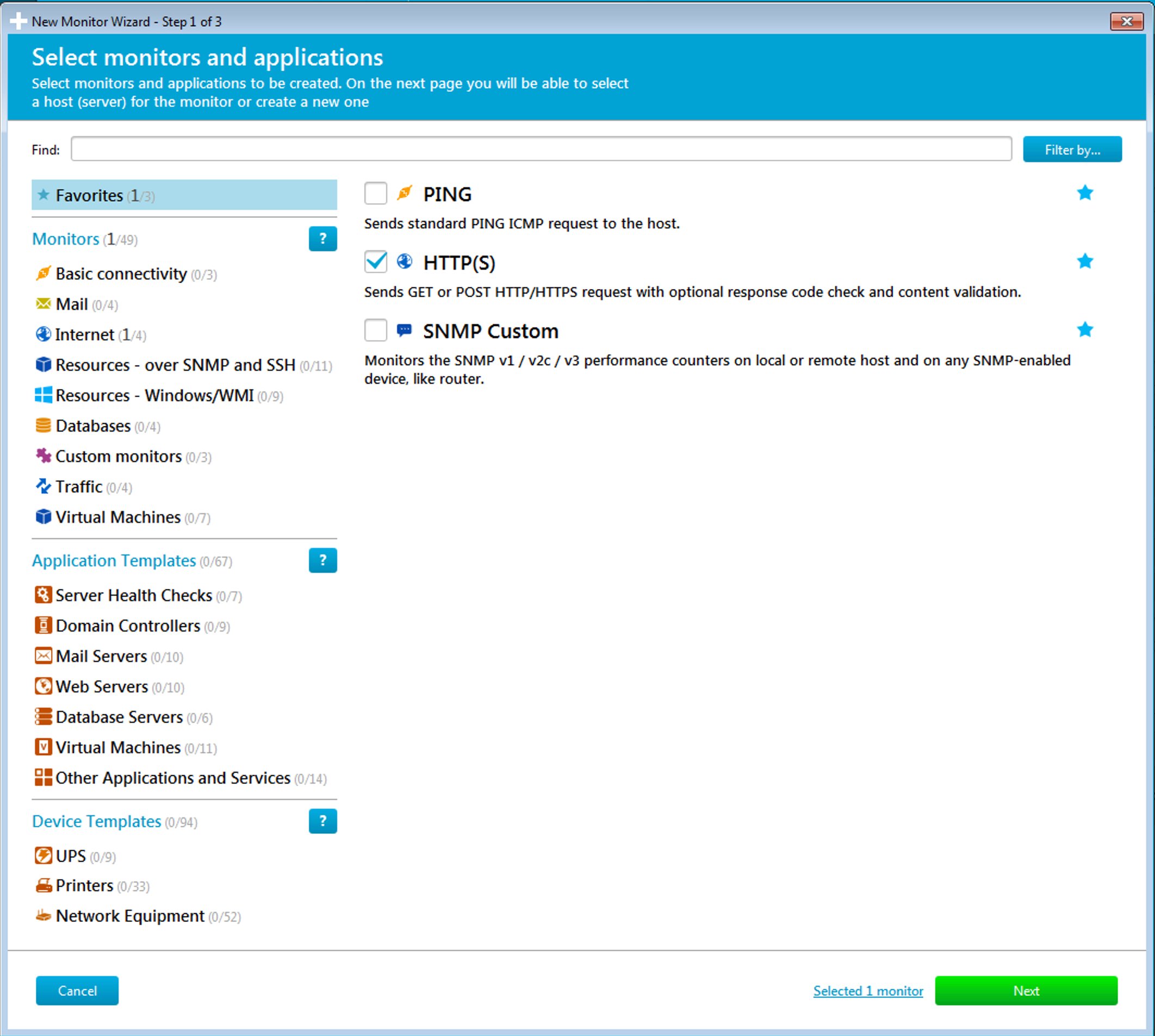 Wizard step 1 - Select HTTP(S)