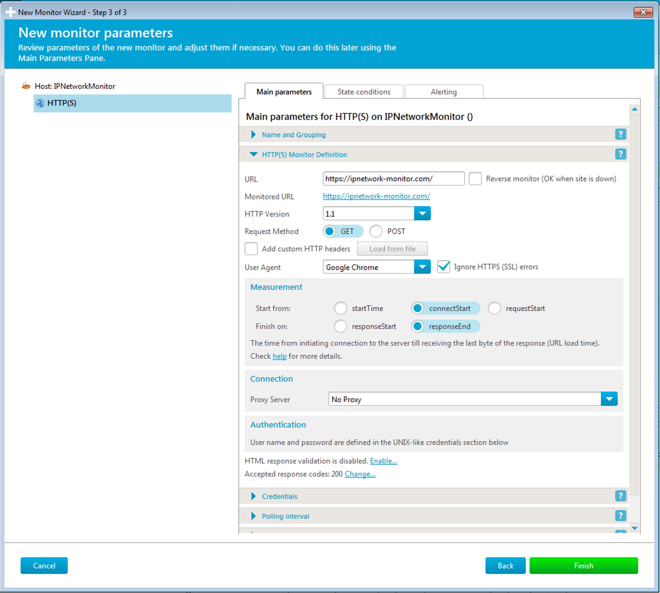 Wizard step 3 - Review main parameters
