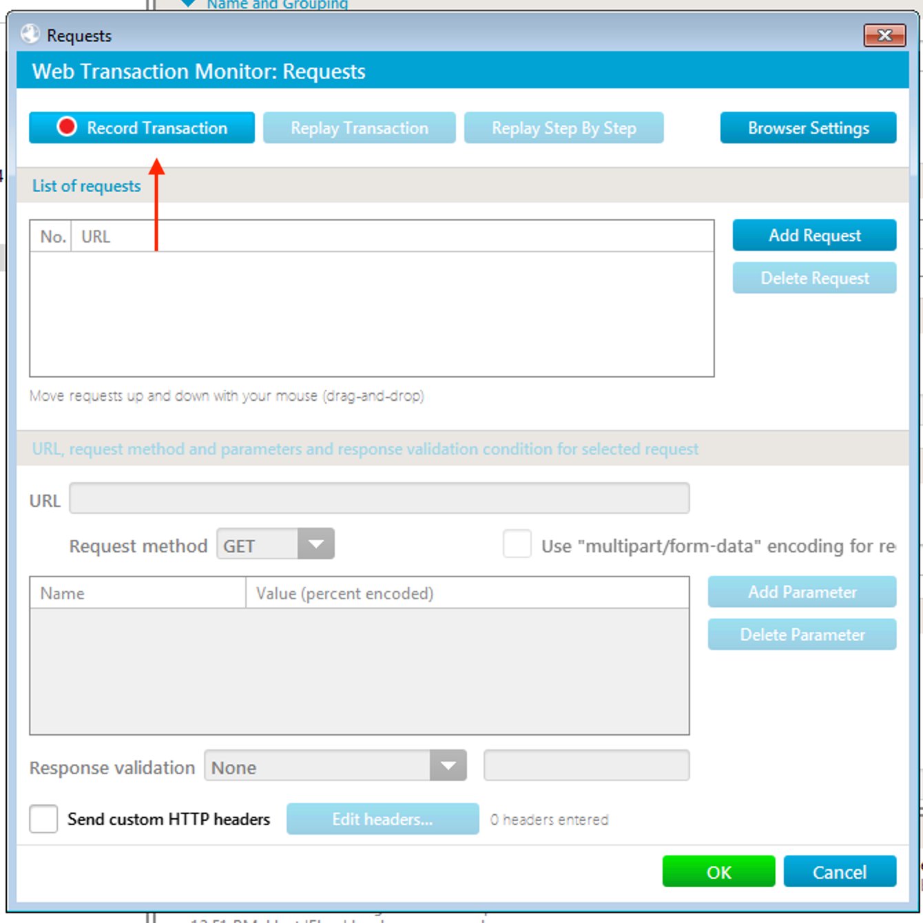 Requests editor - Record Transaction and manage URL list