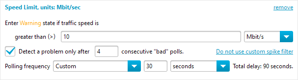 Custom spike filter sample