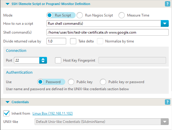 Script main parameters